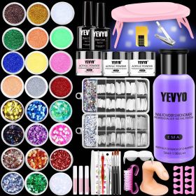 Professional Acrylic Nail Kit, With Nail UV LED Lamps, Acrylic Powders