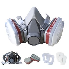 7in1 Half Face Gas Mask Facepiece Spray Painting Respirator Reusable Safety Suit For 6200 With Filter Chemical And Other Work Protection