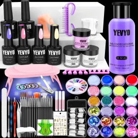Acrylic Nail Kit With UV Light, 4 Colors Gel Polish Kit With 24 Glitter Colors Acrylic Powder Monomer Liquid