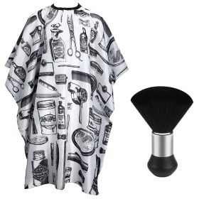 Professional Hair Cutting Cape With Neck Duster Brush, Salon Barber Cape, Hair Cutting Accessories -White Floral Print-Ban On Selling On Amazon