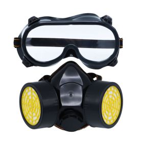 Chemical Dustproof Respirator Gas Face Mask Safety Filter Military Eye Goggle Dual Protection Filter