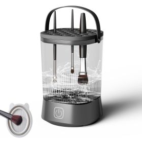 Electric Makeup Brush Cleaner - 9000 RPM Makeup Brush Cleaning Machine, Waterproof Automatic Makeup Brush Cleaner For Makeup Sponges And Brushes (Color: Black)