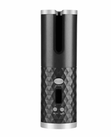 Hair Curler LCD Cordless Auto Rotating Waver Curling Iron Ceramic Wireless USA (Color: Black)