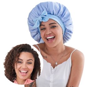 Silk Bonnet, Satin Hair Bonnet For Sleeping For Wavy Curly Natural Hair (Option: Blue)