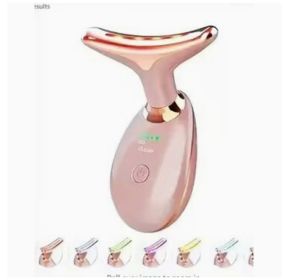 EMS Thermal Neck Lifting And Tighten Massager Electric Microcurrent Wrinkle Remover (Option: Pink seven color lamp)