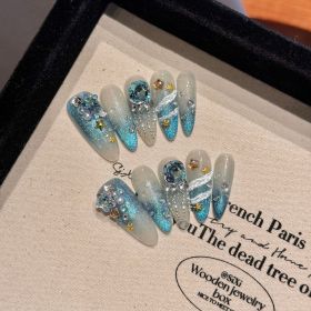 Angel Feather Haze Blue Gray Cat Eye Fairy Shiny Manicure (Option: 2328 Long Pointed Circle-L)