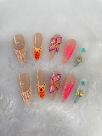 Hand-painted Three-dimensional Carved High Class Elegant Hand-worn Armor Hand-made (Option: Long Tip-L)